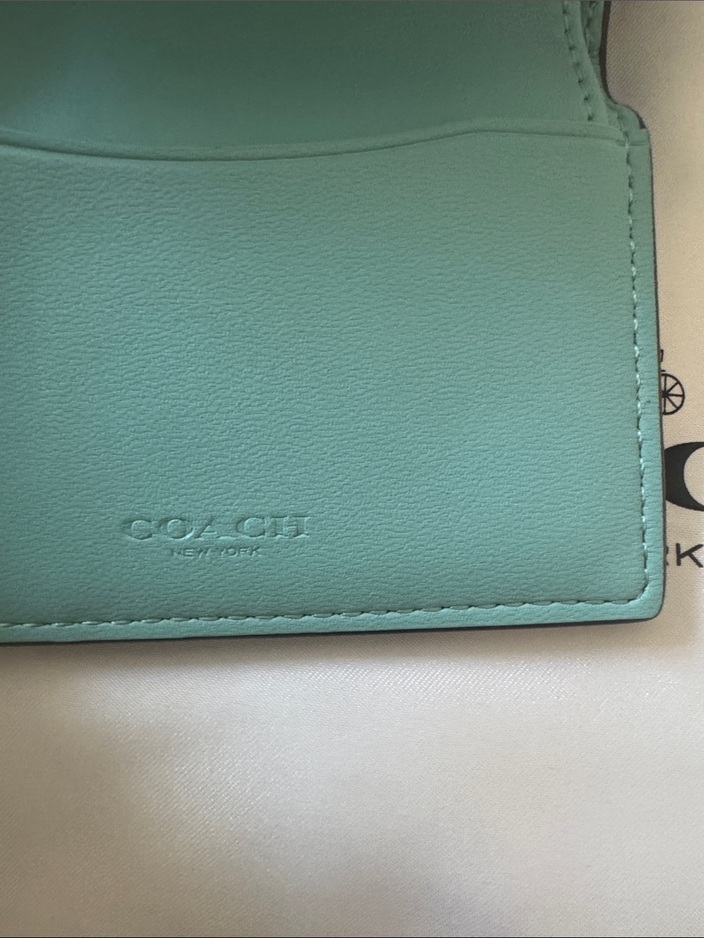 Coach Mint Green Leather Compact Wallet - Picture 2 of 7
